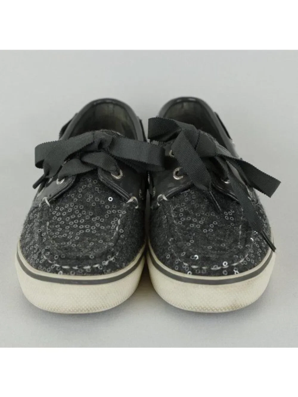 Sperry Top Sider Women's Size 5 Gray Wool Sequined Loafer Slip On Boat Shoes
